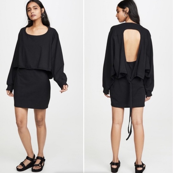 Alexander Wang T Black Cutout Sweatshirt Dress - Picture 1 of 11